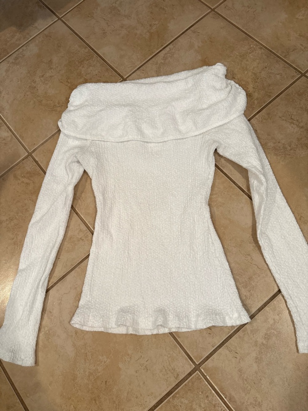 Zara White Off-The-Shoulder Fold-Over Sweater